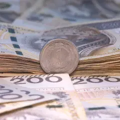 Złotówki i moneta symbolizują, kto finansuje kampanie wyborcze kandydatów startujących na urząd prezydenta w 2026 roku.