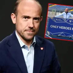 Borys Budka na tle stadionu, z napisem "Only Heroes Run!". Czy wróci do pierwszej linii polityki KO w drugiej połowie 2026 roku?