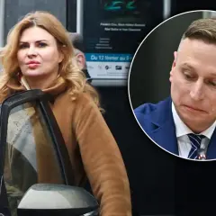 Kobieta w brązowym płaszczu wychodzi z samochodu. Obok w okręgu widać mężczyznę w garniturze. Czy to tam gdzie mieszka żona Ziobry?