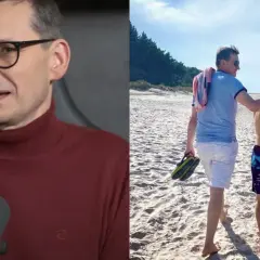 Mateusz Morawiecki w golfie i na plaży z synem.