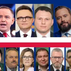 Kolaż zdjęć kandydatów na prezydenta Warszawy.