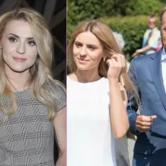 Kobieta i Donald Tusk, być może jego dzieci. Ona w białej sukience, on w granatowym garniturze.