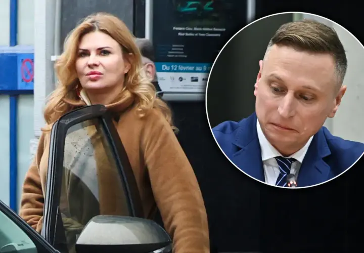Kobieta w brązowym płaszczu wychodzi z samochodu. Obok w okręgu widać mężczyznę w garniturze. Czy to tam gdzie mieszka żona Ziobry?