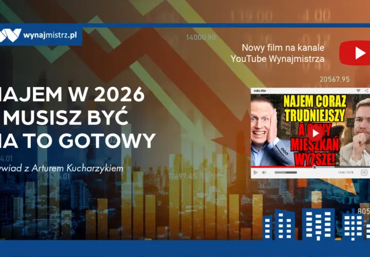 Wywiad o tym, dlaczego od maja 2026 wszystkie domy na wynajem muszą trafić do centralnego rejestru. Grafika z wykresami i miniaturką filmu.