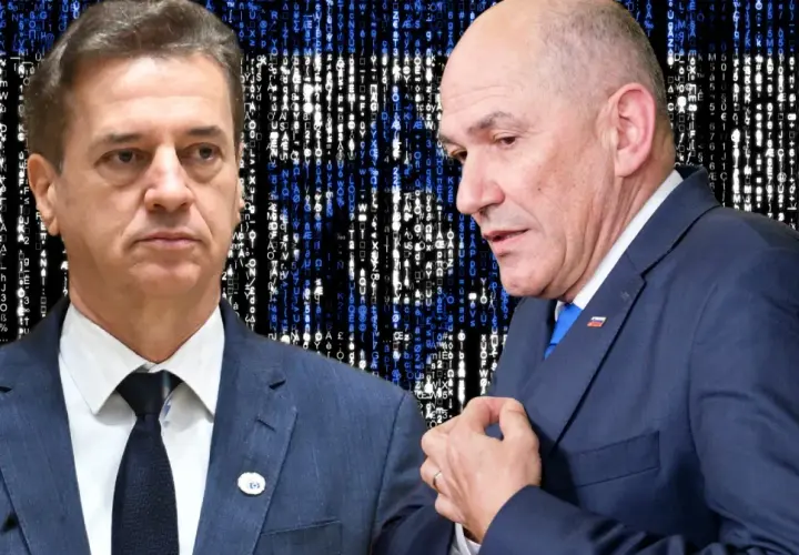 Dwóch mężczyzn w garniturach na tle kodu. Czy to symbolizuje, dlaczego w sondażach aż 88 procent wyborców chce zmiany prezesa partii?