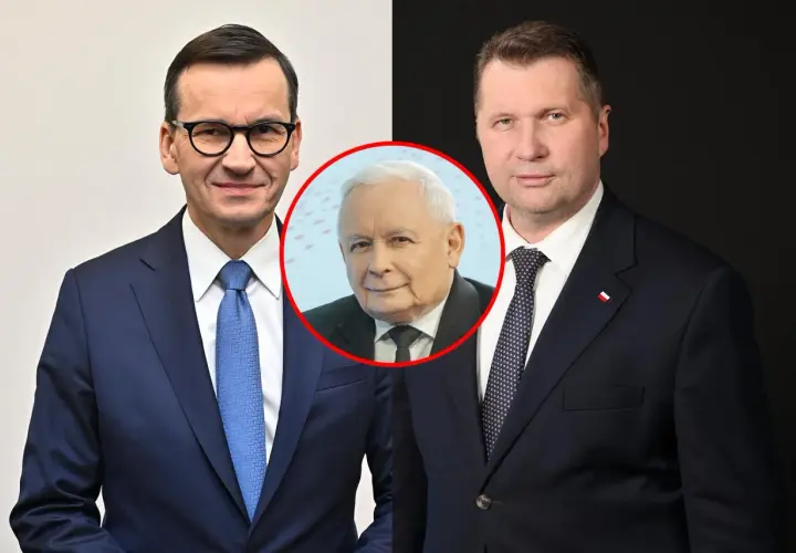Jarosław Kaczyński w centrum, otoczony przez Mateusza Morawieckiego i Mariusza Błaszczaka. Czy to symbol sekrety frakcji "Maślarzy" i "Harcerzy" wewnątrz struktur partii PiS?