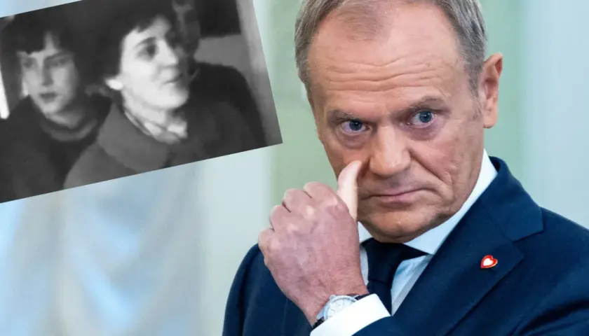 Młody Donald Tusk z siostrą na starym zdjęciu. Obok polityk w garniturze, czy Tusk ma siostrę?