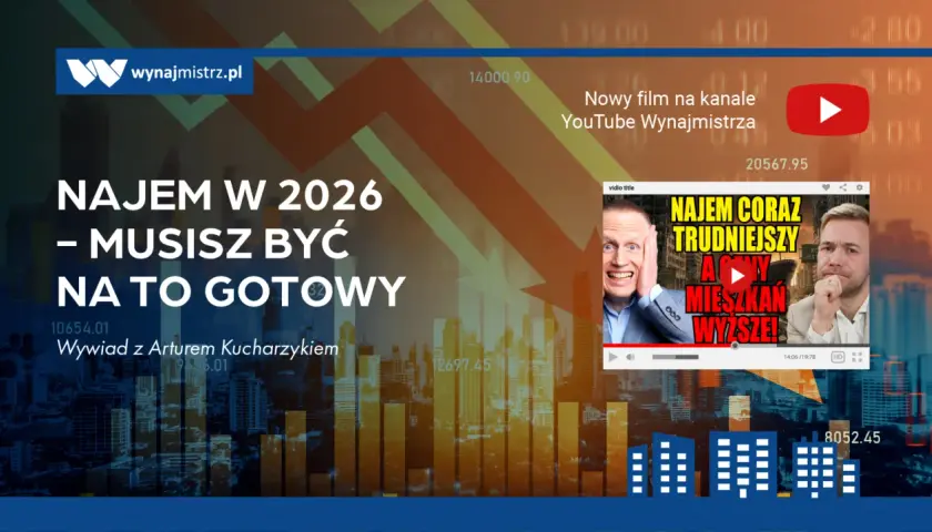 Wywiad o tym, dlaczego od maja 2026 wszystkie domy na wynajem muszą trafić do centralnego rejestru. Grafika z wykresami i miniaturką filmu.