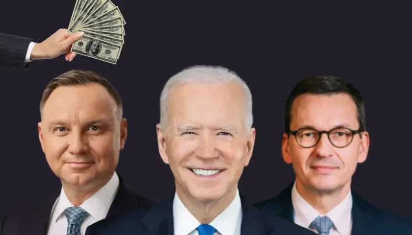 Duda, Biden i Morawiecki na tle banknotów. Czy to odpowiedź na pytanie, ile zarabia premier miesięcznie?