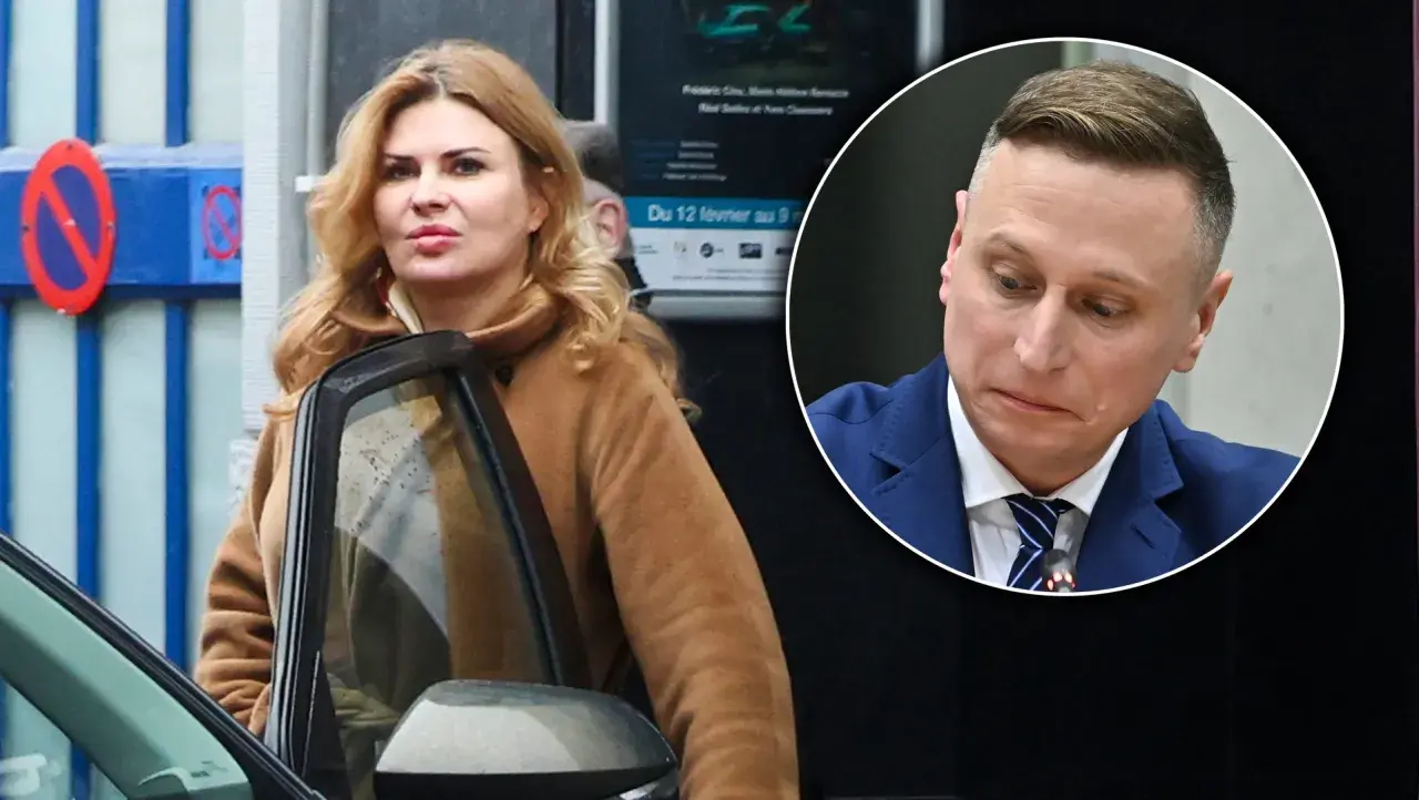 Kobieta w brązowym płaszczu wychodzi z samochodu. Obok w okręgu widać mężczyznę w garniturze. Czy to tam gdzie mieszka żona Ziobry?