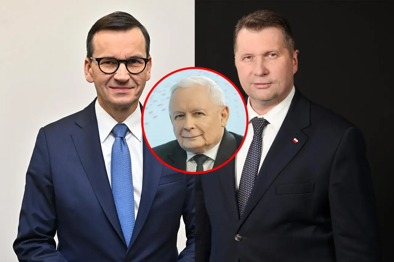 Jarosław Kaczyński w centrum, otoczony przez Mateusza Morawieckiego i Mariusza Błaszczaka. Czy to symbol sekrety frakcji "Maślarzy" i "Harcerzy" wewnątrz struktur partii PiS?