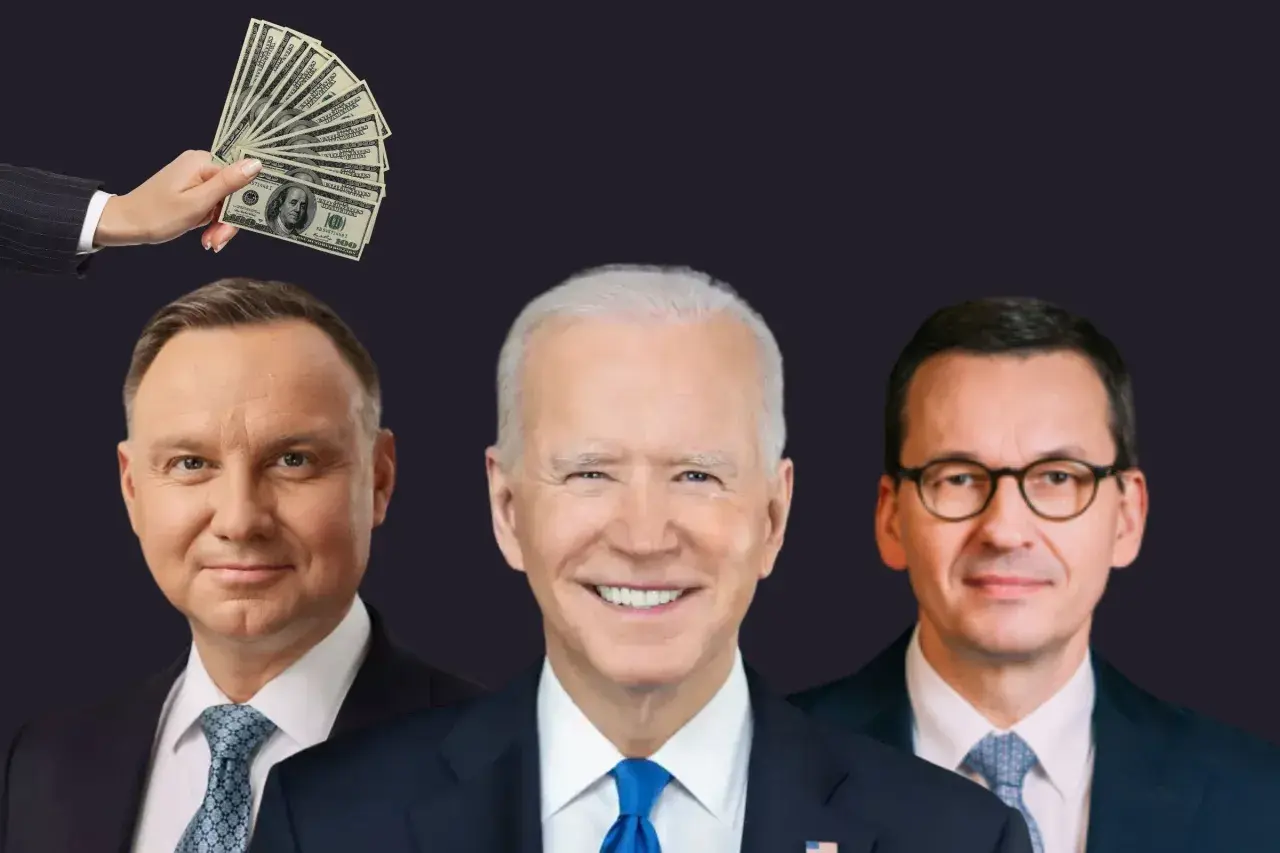 Duda, Biden i Morawiecki na tle banknotów. Czy to odpowiedź na pytanie, ile zarabia premier miesięcznie?