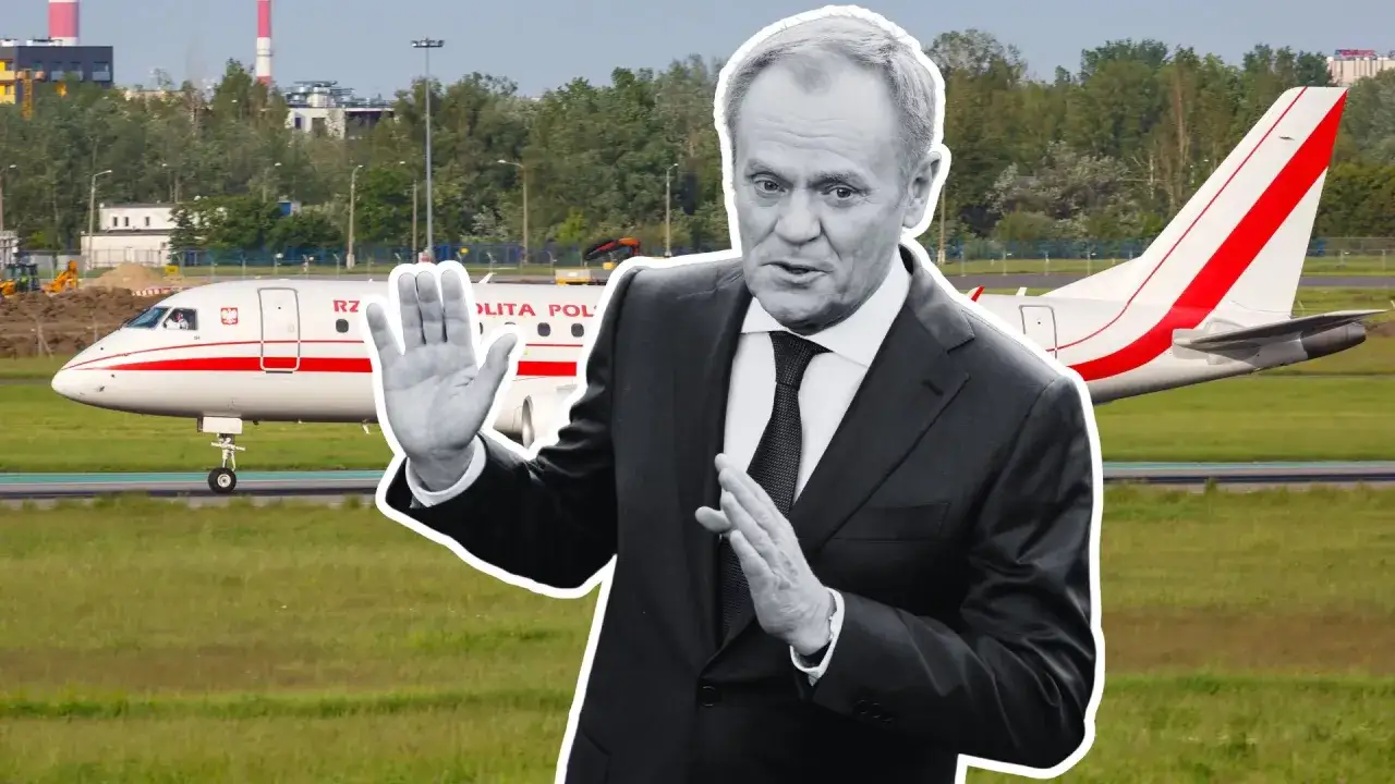 Donald Tusk na tle samolotu rządowego. Czy to on najczęściej latał służbowym samolotem do Gdańska w ostatnim roku?