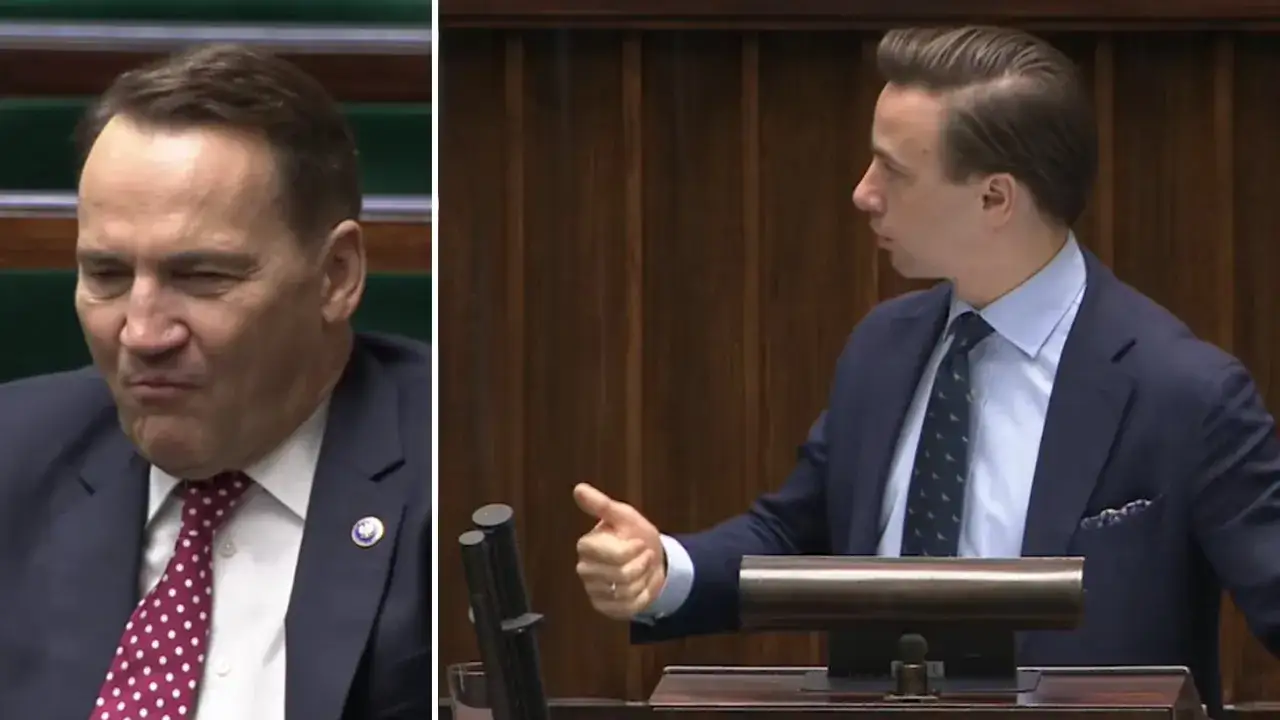 Wicemarszałek Krzysztof Bosak krytykuje expose Radosława Sikorskiego. Politycy w Sejmie.