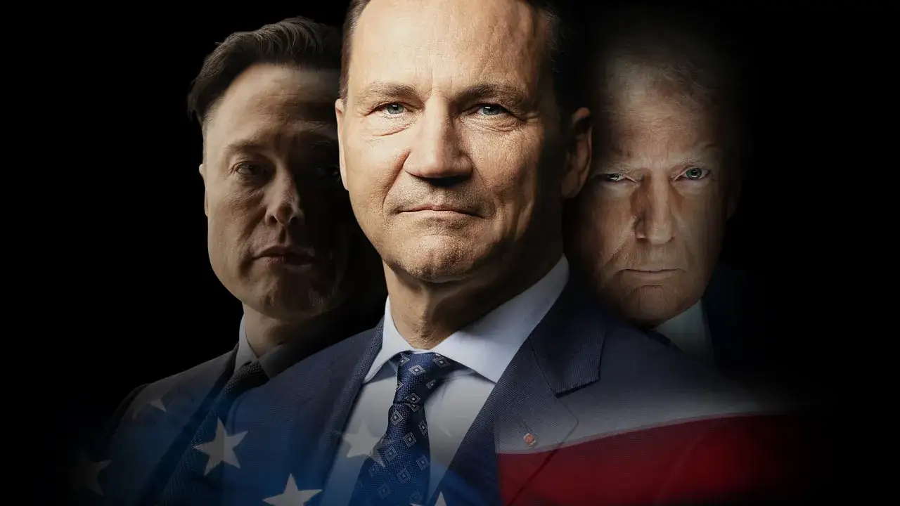 Radosław Sikorski, Donald Trump i Elon Musk na tle flagi USA. Czy to symbolizuje, dlaczego Radosław Sikorski walczy o większe wpływy w polityce zagranicznej koalicji?