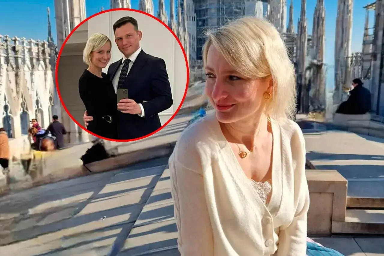 Kobieta z blond włosami i mężczyzna w garniturze, na tle katedry. Czy to rodzina, która odpowie na pytanie, ile dzieci ma Mentzen?