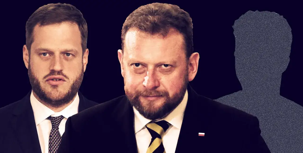 Prawdziwe powody dymisji wiceministra finansów oskarżonego o korupcję w 2026 roku. Dwóch mężczyzn w garniturach, jeden w cieniu.