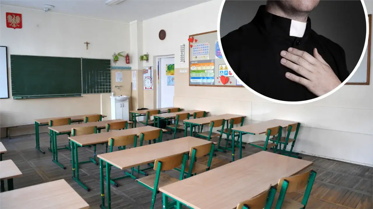 Pusta klasa szkolna i duchowny. Czy to zapowiedź powrotu religii do szkół i prawdziwe powody dla których ustawa o religii w szkołach wróciła do sejmu?
